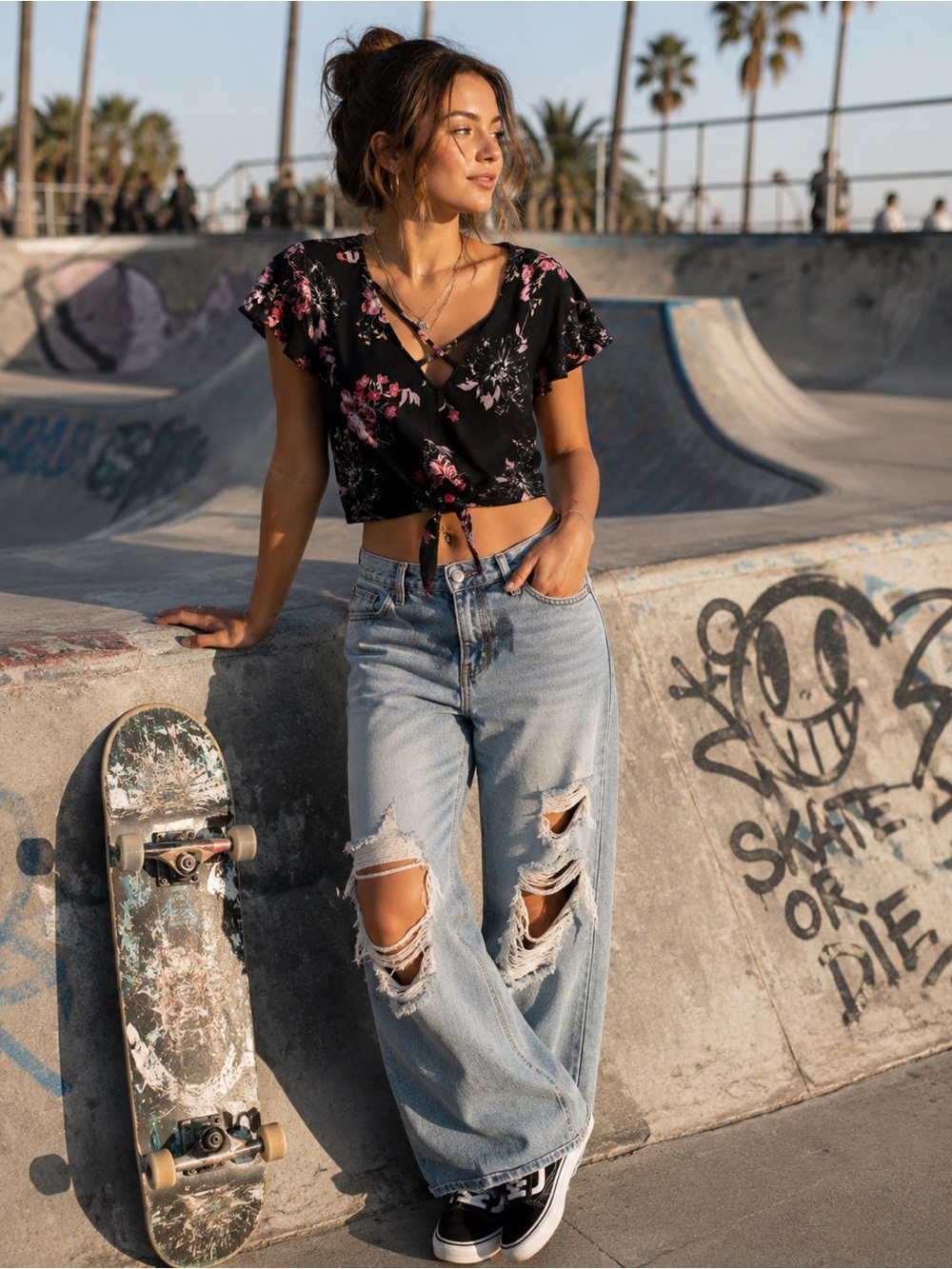 Mudd Floral Tie Front Crop Top Women's Small Y2K whimsical fairy core